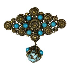 Vintage Czech Glass Ornate Cluster Brooch Vintage